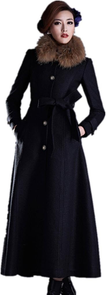 Korean Temperament Woolen Jacket With Shawl Slim Longer Section Woolen Coat,Black,S