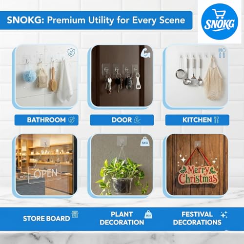 Image of Self Adhesive Wall Hooks for Hanging | Transparent Waterproof Strong Hooks | No Drill Heavy Duty Wall Hanging Hook for Kitchen, Bathroom & Home (Flower Hook -20 Count)