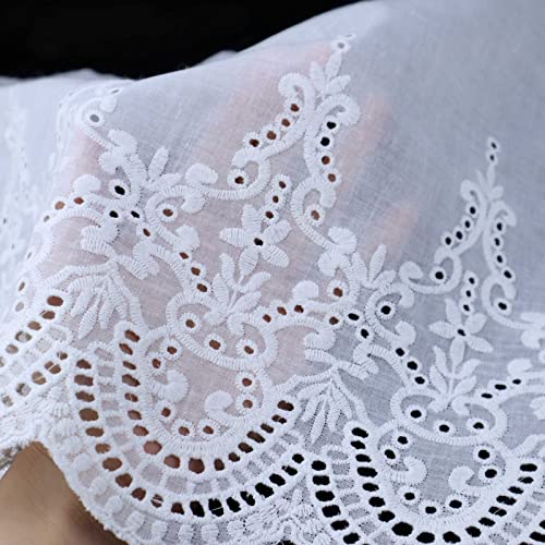 Idongcai Cotton Eyelet Lace Trim With Scalloped Edge For Curtains, Sheets, Bed Skirt,Home Decor, 12.5 Inches Wide Lace 3 Yards #TOP2