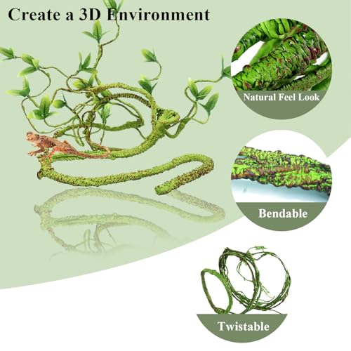 image for RUNANIA Bearded Dragon Tank Accessories, 10 PCS Reptile Hammock Plants