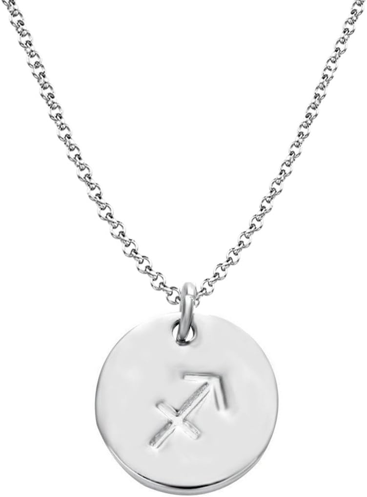 925 Sterling Silver Zodiac Necklace Disc Charm Necklace Gift for Your Wife Girlfriend or Family Member