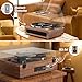 Record Player All-in-One Vintage Turntable for Vinyl Records Built-in 4 Stereo Speakers High Fidelity Audio AT-3600L Phono Belt Drive Vinyl Player BT Wireless Pariing Aux-in RCA Auto Stop Walunt Brown