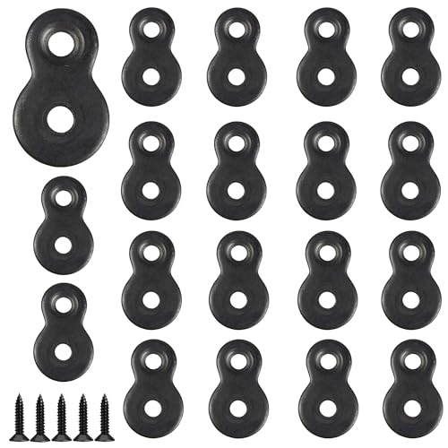 AUXBC 20Pcs Figure 8 Fasteners, Black Metal Table Top Fasteners, Heavy Duty Desktop Clips, Table Top Connector Brackets