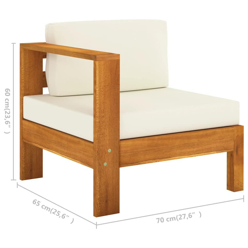 10-częściowy zestaw wypoczynkowy ogrodowy, lite drewno akacjowe, kremowo-białe poduszki, stół 100 x 60 cm, wytrzymała sofa outdoorowa na taras, balkon, werandę