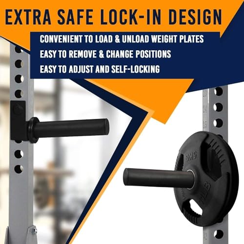 Image of Yes4All Set Attachments for Power Cages 2 inchx2 inch Tube with 1 inch Hole Including J-Hooks, Multi Grip Dip Bars, Weight Plate Holders, T-Bar Row Platform