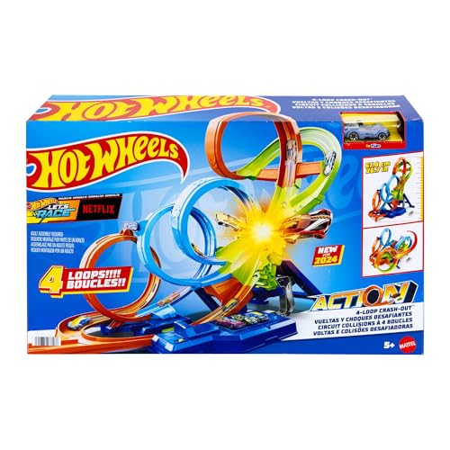 Hot Wheels HXT06 Toy Car Track Set With 4 Loops thumb #5
