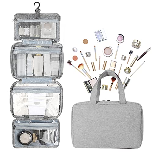 Bolsa de aseo de viaje colgante para mujeres y hombres, gran bolsa de lavado impermeable, bolsa de maquillaje de viaje, organizador de artículos de tocador plegable y compacta, bolsa de cosméticos