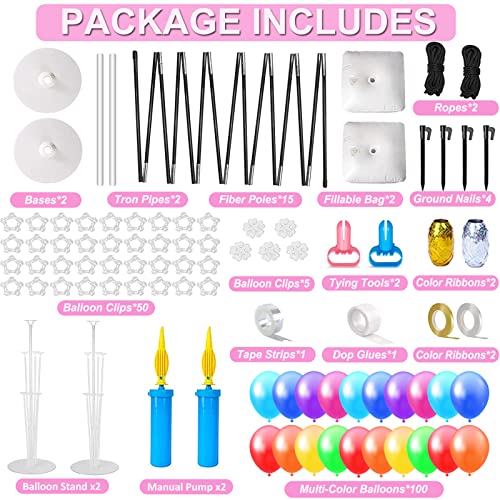 Balloon Arch Kit 10Ft Width & 9Ft Height Adjustable Balloon Arch Stand With 100 Balloons, 2 Balloon Stands, Water Fillable Bases Balloon Arch For Wedding Graduation Birthday Baby Shower Party Supplies #TOP1