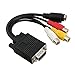 2X VGA to S-Video 3 RCA AV TV Out Cable Adapter Converter PC Computer Laptop NEW