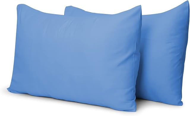 Aspire Homeware Pillow Cases 2 Pack - Brushed Microfiber Pillow Case Plain Soft Pillow Cover Wrinkle & Fade Resistant Standard Size Blue Pillowcases with Envelope Closure, 50 x 75 Cm