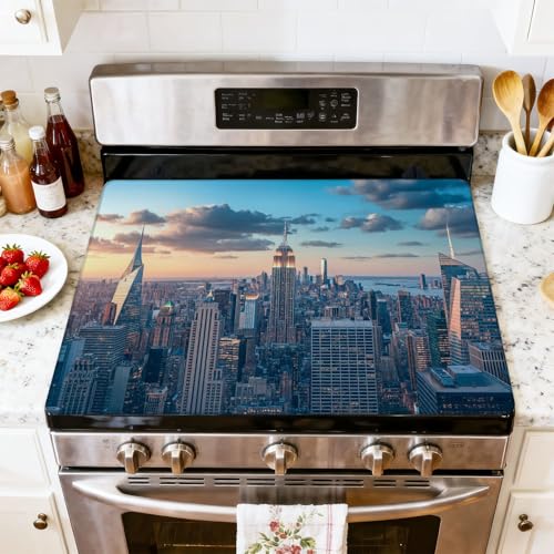 NYC Skyline Stove Top Cover, Heat-Resistant Glass, 28