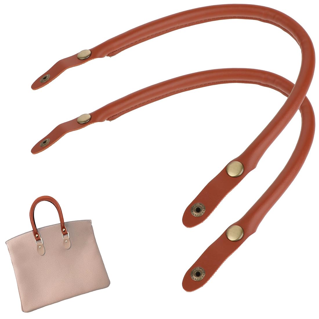 ZKGYUS 2 Piezas Asas para Bolsos de PU Correa para Bolso de Repuesto Asas de Cuero para Bolsos Cuero de la PU de la Bolsa de Asas de la correa Manija de la Correa Marrón Claro