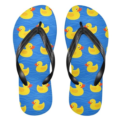 Yellow Duck Blue Flip Flops for Beach Thong Sandals Anti-slip Lightweight Shower Shoes for House Indoor Outdoor