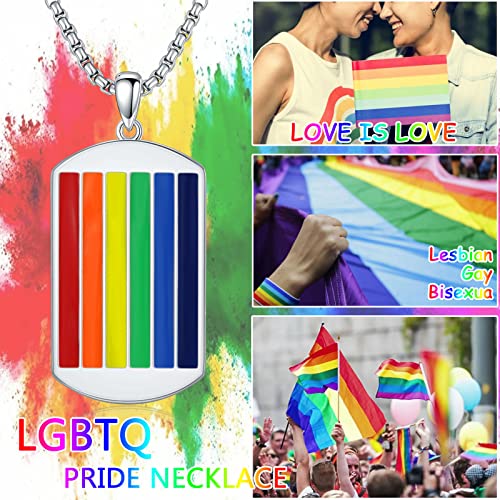Rainbow Necklace 925 Sterling Silver Personalized Dog Tag Pendant Lgbt Necklace For Men Women Unisex Gay Lesbian Bisexual Pride Jewelry #TOP2