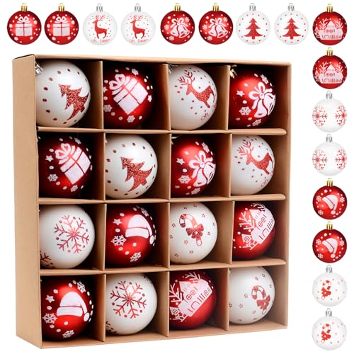 16 Stück Weihnachtskugeln Kunststoff, Christbaumkugeln...