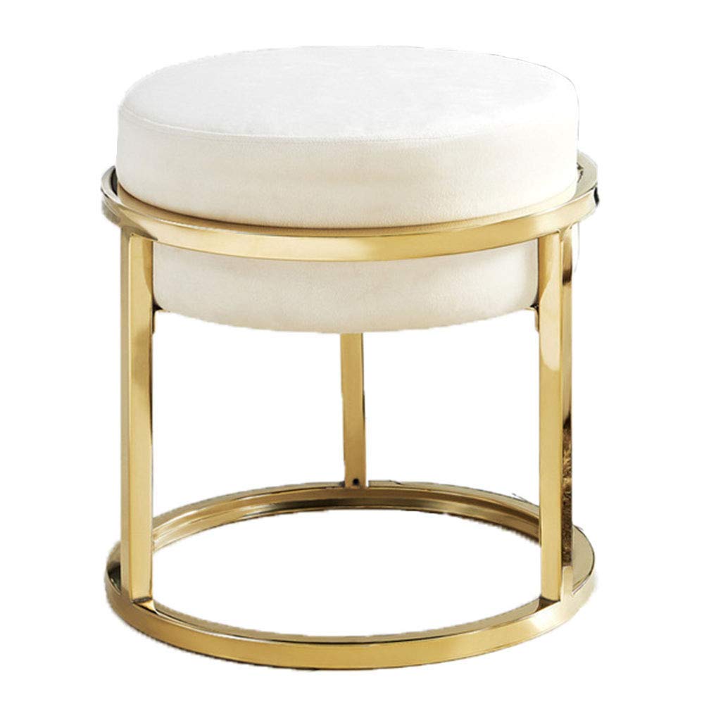 Modern Wrought Iron Footstool,Simple Round Cloth Art Stool Shoe Change Stool Shoe Bench,Living Room Bedroom Decoration(Similar stool see pictures)