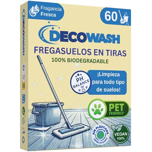 Friegasuelos Concentrado en Tiras (60 usos) - Limpieza Ecológica para Mascotas | Limpiador Parquet y Suelos Porcelánicos | Sin Plásticos y 100% Biodegradable | Fragancia Fresca