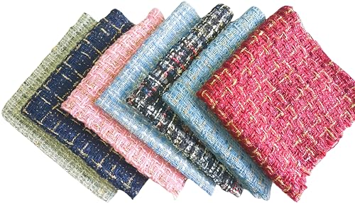 7pcs 12X12 Inches Tweed Fabric Craft Bundle Squares Patchwork DIY