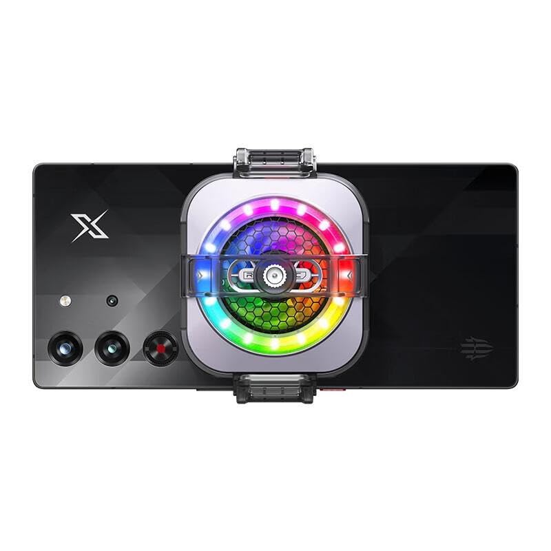 Image of Cubonic Red Magic Nubia 6 Pro Magnetic Cell Phone Cooler with Mobile Holding Clip, RGB App Controlled 30W Portable Lightweight, Radiator for Phone /Tablet (Silver) (RedMagic Cooler 6 Pro with Clip)