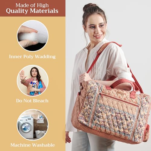 Maison d' Hermine Weekender Bags for Women Cotton Quilted Duffel Overnight Luggage Weekend Bag for Men Gym Sports Gifts Travel Business Travellers Family Trip (Asmi)3