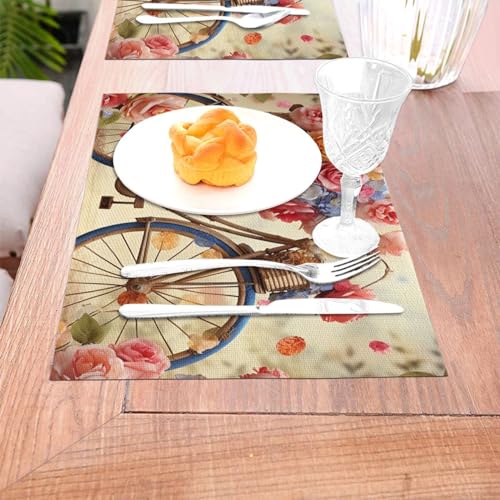 Sets de table en PVC tissé fleuri lot de 4 napperons lavables 45x30 cm