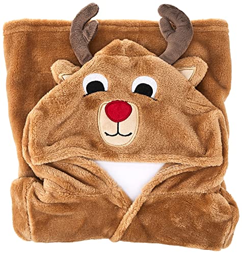 Image of Hudson Baby Unisex Baby Plush Animal Face Robe, Boy Reindeer, One Size, 0-9 Months
