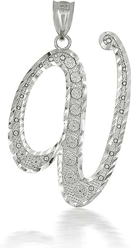 Collar con colgante de plata de ley certificada con texto en inglés "A-Z"