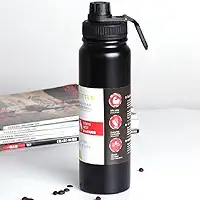 Garrafa de Água Térmica Aço Inox Esportiva Academia Isolada a Vácuo Aço Inox 304 de 800ml (PRETA 1321)