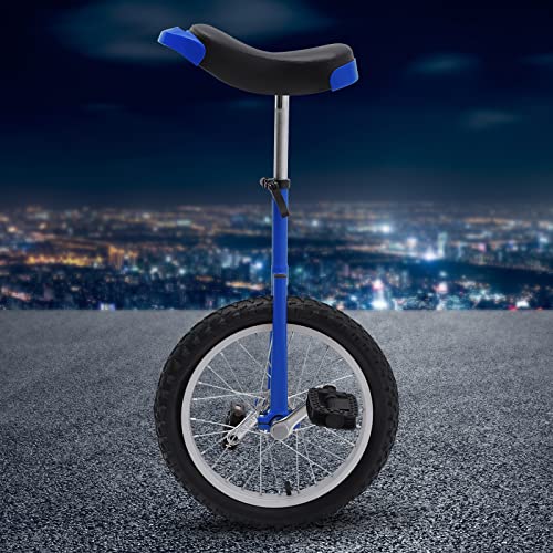 Netcoin Unicycle, Funny 16 Inch Wheel Unicycle with Steel Rim, Outdoor Unicycle w/Adjustable Seat, Exercise Bicycle Fit for Adults Kids Outdoor Sports Fitness Exercise (Blue)