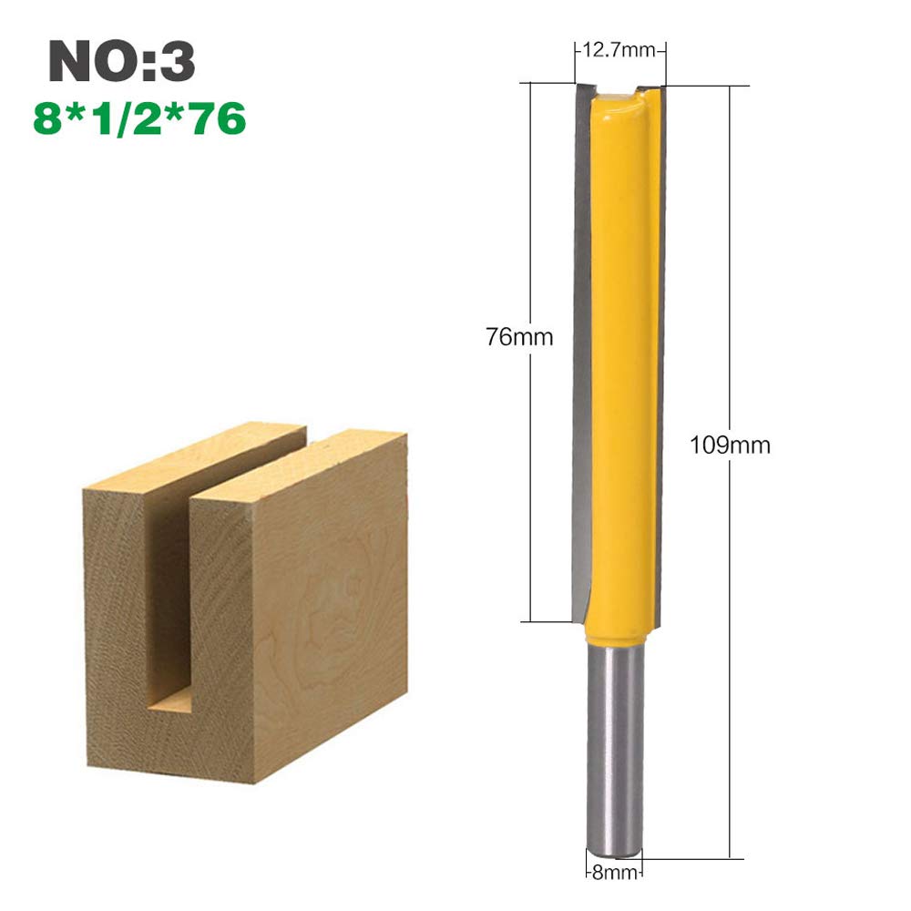 3pcs 8mm Flush Trim Router Bits Extra Long Mèches Carbide Router Bits à Bois Fraise à Menuiserie Outil de Woodworking Cutter Lame 50mm 63mm 76mm
