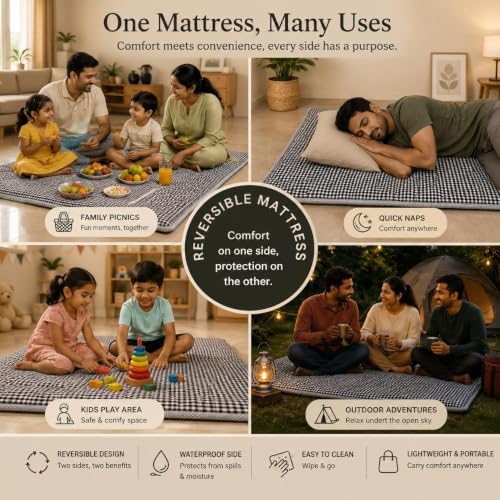 Image of Sleepy Bunny Foldable Mattress for Floor 3 x 6 Feet, Floor Mattress for Sleeping, Folding Mattress Single Bed, Sleeping Mats for Home, Floor Bed Mattress, Foldable Bed Mattress