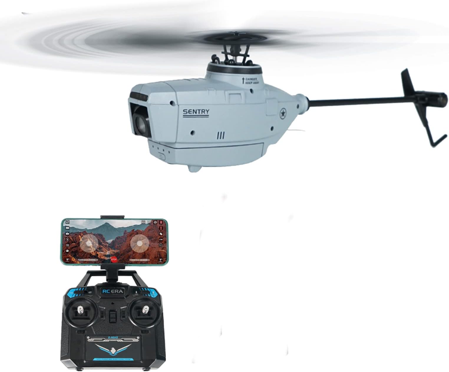 C127 2.4G Remote Control Helicopter with 720P Camera, RC ERA 4CH 6-Axis Gyro, Altitude Hold, Optical Flow Localization, Flybarless RTF Sentry Helicopter, for Kids and Beginners