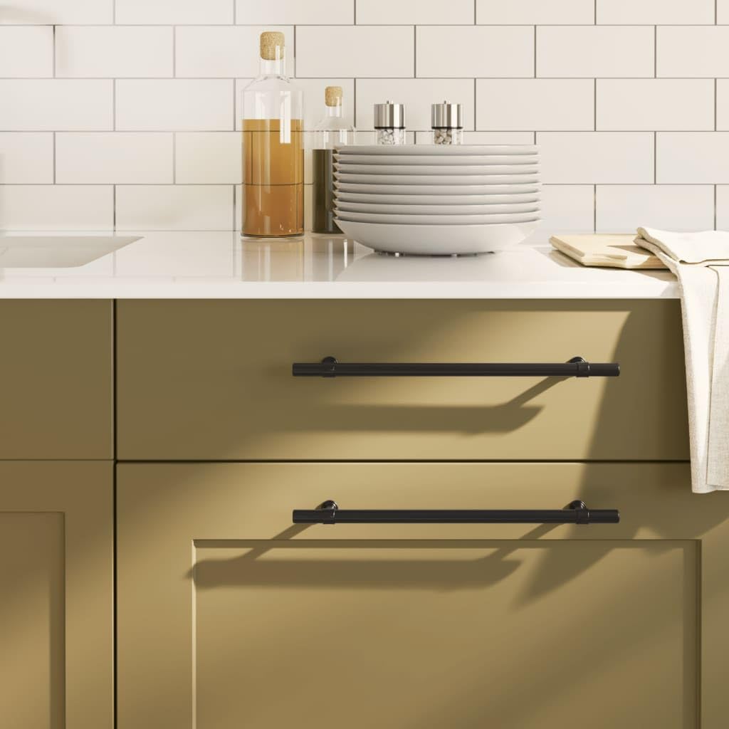 Tiradores de muebles de acero inoxidable con recubrimiento en polvo negro 224 mm Distancia entre orificios 10 unidades para armario, cajón, cocina, baño, diseño vintage, duradero y resistente