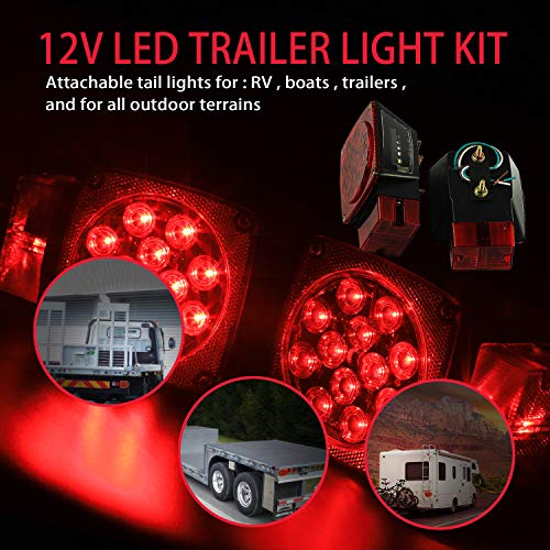Wellmax 12V Led Trailer Lights Kit, Submersible Tail Lights For Rv, Marine, Boat, Trailer Over 80 Inches #TOP6