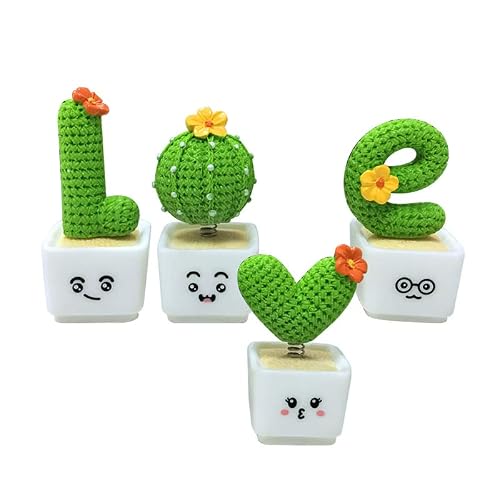 Keenso Ornament, Exquisite Fine Workmanship Mini Potted Resin Car Decoration with Swing Springs, for Car Dashboard Home Office Desk Decor (Love)