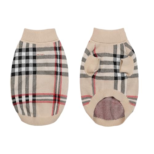 Image of Small /Medium Dog Sweater, Warm Dog Winter Coat w /Sleeves, Comfortable High Neck & Leash Hole, Premium Dog Clothes for Golden Retriever-Best for Holidays, Daily Walks XXL Apricot