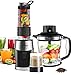 FOCHEA Batidora de Vaso 700W, 3 en 1 Multifuncional Batidora para Smoothies y Zumos, Picadora Eléctrica para Carne Verduras y Fruta, Molinillo para Café y Especias, con 3 Vasos, Libre de BPA, Negro