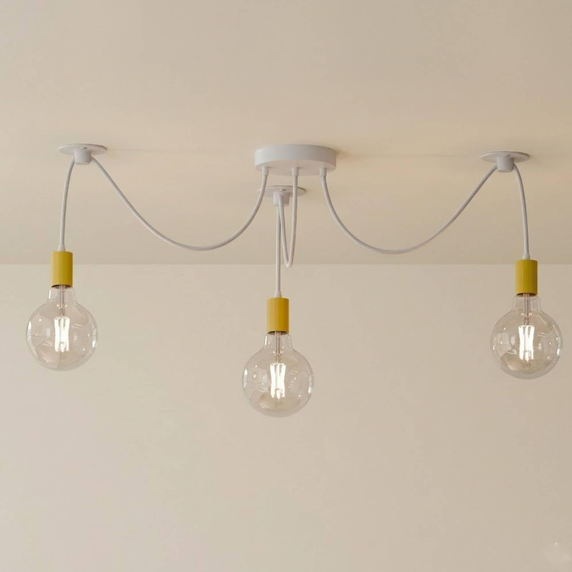 Modern 3 Head Spider Pendant Light Yellow Metal Bulb Holder with Adjustable Cable E27 Base Hanging Chandelier Lamp for Living Room Restaurant Bar Hallway Hotel Coffee Shops โ image 1