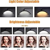 MUVLUX Przedłużenie rzęs lampa LED do rzęs, 50 W przedłużanie rzęs światło podłogowe ściemniane 3200-5600 K zestaw oświetleniowy do tatuażu brwi rzęs do salonu twarzy paznokcie z uchwytem na telefon (kolor: A)