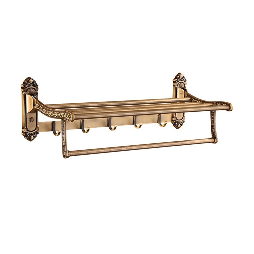 Porte-serviettes mural en laiton antique européen chic de 60 cm pour bain