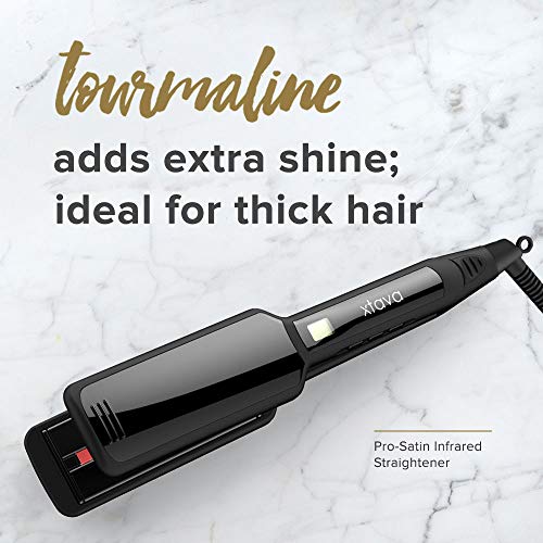 51TMJIeTErL XTAVA Professional Infrared Flat Iron With Tourmaline Ceramic Plates - (Silk Edition Black)