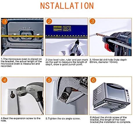 Universal Stainless Steel Microwave Oven Wall Mounting Brackets, Shelf Wall Bracket, Adjustable Folding Sturdy Rack Shelf, for Home Kitchen Accessories