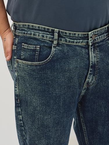 Image of Urbano Plus Men's Regular Fit Heavy Washed Denim Jeans Stretchable