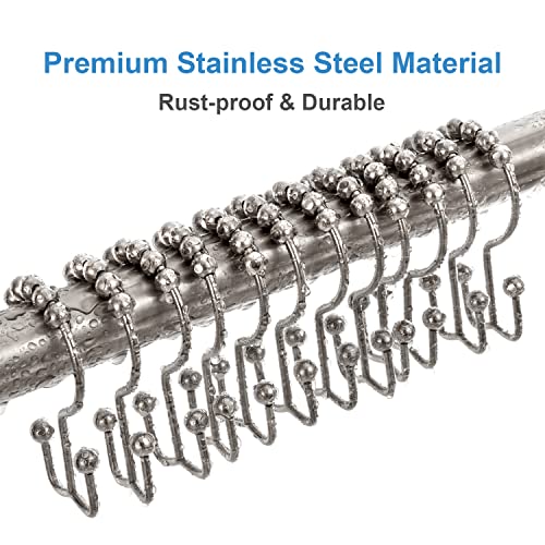 Tenovel Shower Curtain Hooks Rings, Double Sided Shower Hooks Rust Proof For Bathroom Shower Rods Curtains, Durable Stainless Steel Bathroom Shower Curtain Hangers, Brushed Nickel, Set Of 12 #TOP5