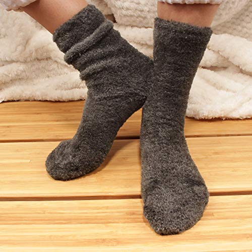 Image of BambooMN Women's Super Soft and Cozy Feather Light Fuzzy Socks - Multiple Color Options - Two Sizes - Value Packs