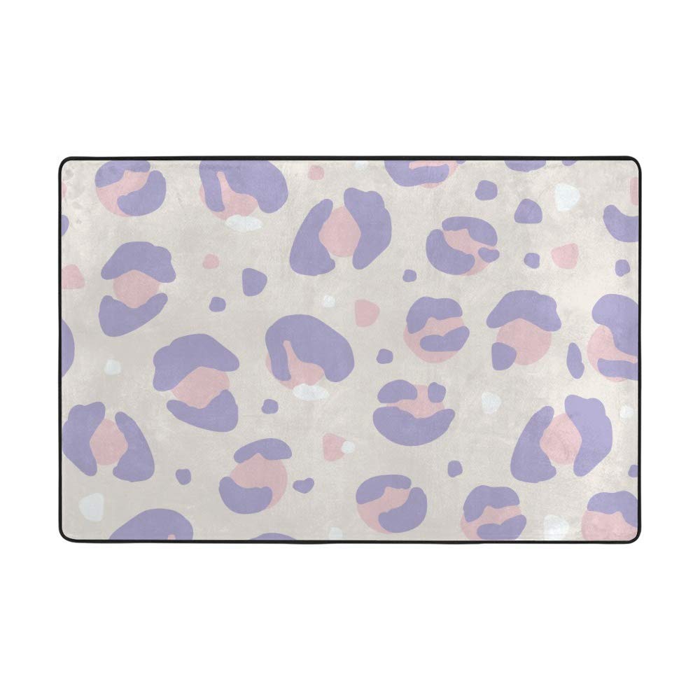 Tapis de sol en velours corail épais violet et motif léopard chic