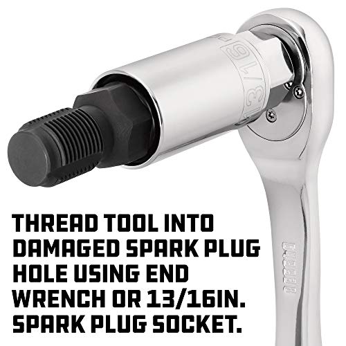 Image of Powerbuilt 14mm & 18mm Spark Plug Hole Rethreader Tool, Repairs Damaged Spark Plug Threads, Fits 13 /16-Inch Socket - 648422