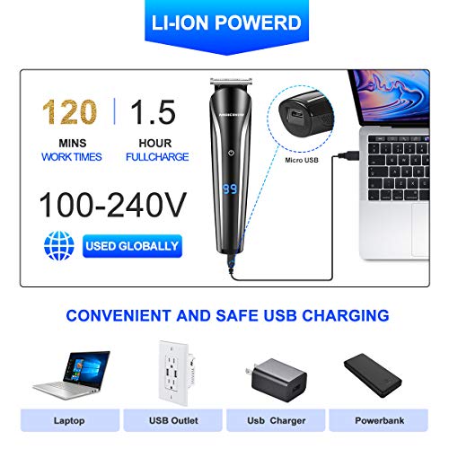 Beard Trimmer For Men, MIGICSHOW Cordless Hair Trimmer 12 in 1 Mustache Trimmer Waterproof Multi-functional Grooming Kit for Nose Ear Hair Clippers Body Groomer with LED Display USB Rechargeable - Thumbnail 3