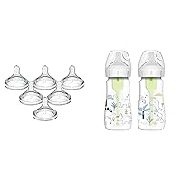 Vista 1 de Dr. Brown's Natural Flow Level 3 Biberón de cuello ancho Pezón de silicona y Natural Flow® Opciones anticólicos+™ Biberón de cuello ancho Biberón