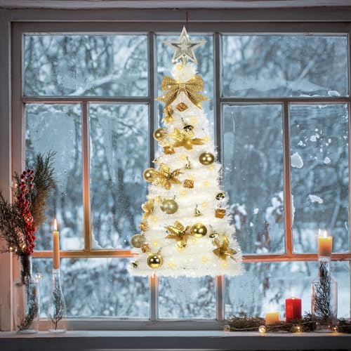 Suncalla Wall Christmas Tree with Lights 40inch, Artificial Wall Hanging